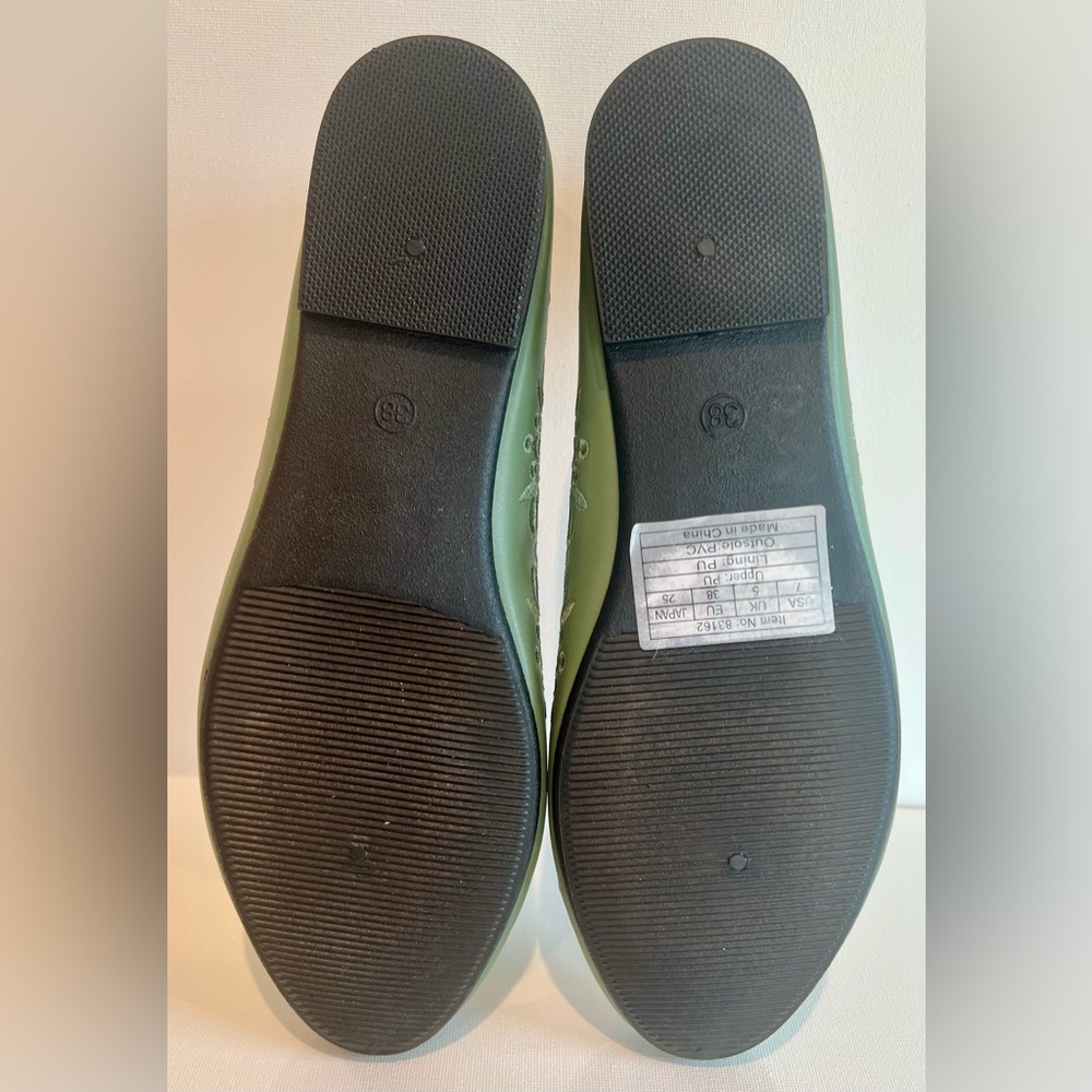 Ballet Flat Sage Green Cutout Women's Loafers - Picture 8 of 8